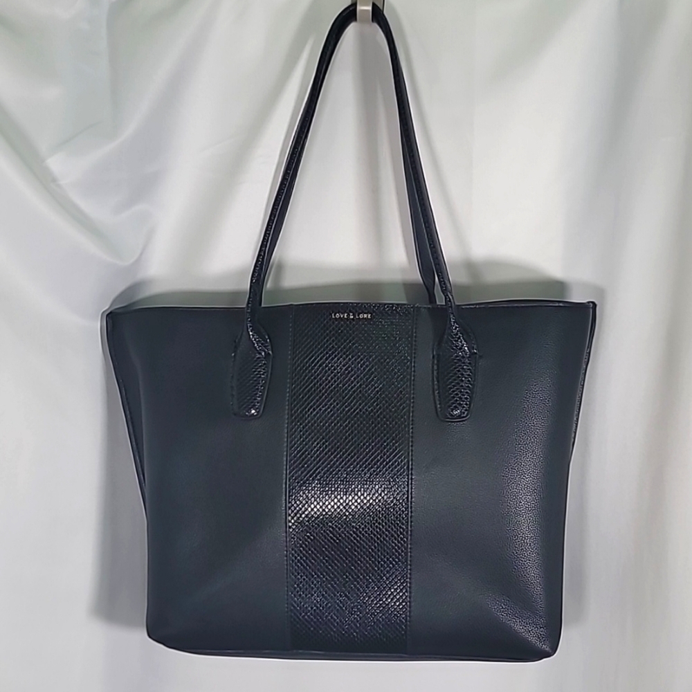 LOVE & LORE Indigo Laptop Office Tote Vegan Leather Crocodile Classic